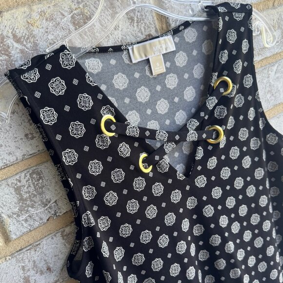 MICHAEL Michael Kors Sleeveless Lacing V-Neck Mandala Print Blouse Size S - Picture 6 of 8